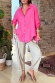 Made in Italy Pia Pillow Cotton Embroidered Tile Classic Shirt Flamingo